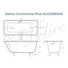 Ванна чугунная Delice Continental PLUS 170х70 с отверстиями под ручки DLR230634R