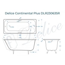 Ванна чугунная Delice Continental PLUS 170х75 с отверстиями под ручки DLR230635R