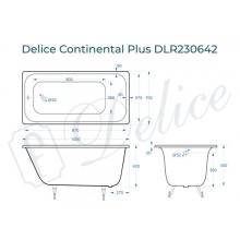 Ванна чугунная Delice Continental PLUS 100х70 DLR230642