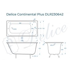 Ванна чугунная Delice Continental PLUS 100х70 DLR230642