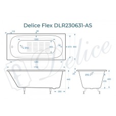 Ванна чугунная Delice Flex 170х80 с антискользящим покрытием DLR230631-AS