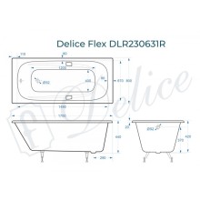 Ванна чугунная Delice Flex 170х80 с отверстиями под ручки DLR230631R