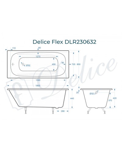 Ванна чугунная Delice Flex 180х85 DLR230632