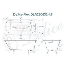 Ванна чугунная Delice Flex 180х85 с антискользящим покрытием DLR230632-AS