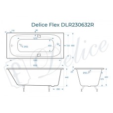 Ванна чугунная Delice Flex 180х85 с отверстиями под ручки DLR230632R