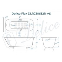 Ванна чугунная Delice Flex 180х85 с отверстиями под ручки и антискользящим покрытием DLR230632R-AS