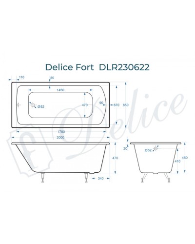 Ванна чугунная Delice Fort 200х85 DLR230622