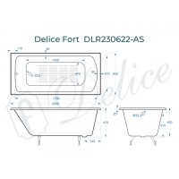 Ванна чугунная Delice Fort 200х85 с антискользящим покрытием DLR230622-AS
