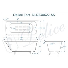Ванна чугунная Delice Fort 200х85 с антискользящим покрытием DLR230622-AS