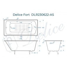 Ванна чугунная Delice Fort 200х85 с антискользящим покрытием DLR230622-AS