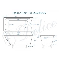 Ванна чугунная Delice Fort 200х85 с отверстиями под ручки DLR230622R