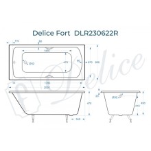 Ванна чугунная Delice Fort 200х85 с отверстиями под ручки DLR230622R