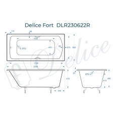 Ванна чугунная Delice Fort 200х85 с отверстиями под ручки DLR230622R