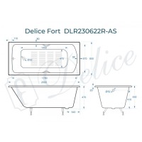 Ванна чугунная Delice Fort 200х85 с отверстиями под ручки и антискользящим покрытием DLR230622R-AS
