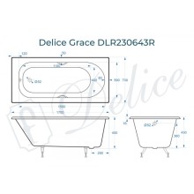 Ванна чугунная Delice Grace 170х70 с отверстиями под ручки DLR230643R