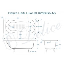 Ванна чугунная Delice Haiti Luxe 150х80 с антискользящим покрытием DLR230636-AS