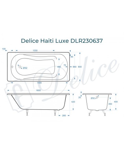 Ванна чугунная Delice Haiti Luxe 160х80 DLR230637