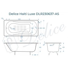 Ванна чугунная Delice Haiti Luxe 160х80 с антискользящим покрытием DLR230637-AS