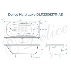 Ванна чугунная Delice Haiti Luxe 160х80 с отверстиями под ручки и антискользящим покрытием DLR230637R-AS