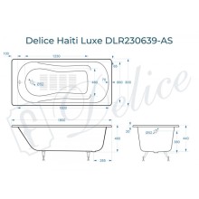 Ванна чугунная Delice Haiti Luxe 180х80 с антискользящим покрытием DLR230639-AS