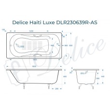 Ванна чугунная Delice Haiti Luxe 180х80 с отверстиями под ручки и антискользящим покрытием DLR230639R-AS