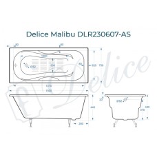 Ванна чугунная Delice Malibu 150х75 с антискользящим покрытием DLR230607-AS