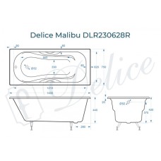 Ванна чугунная Delice Malibu 140х75 с отверстиями под ручки DLR230628R