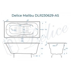 Ванна чугунная Delice Malibu 160х75 с антискользящим покрытием DLR230629-AS