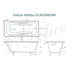 Ванна чугунная Delice Malibu 160х75 с отверстиями под ручки DLR230629R