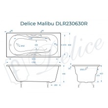 Ванна чугунная Delice Malibu 170х80 с отверстиями под ручки DLR230630R