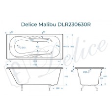 Ванна чугунная Delice Malibu 170х80 с отверстиями под ручки DLR230630R