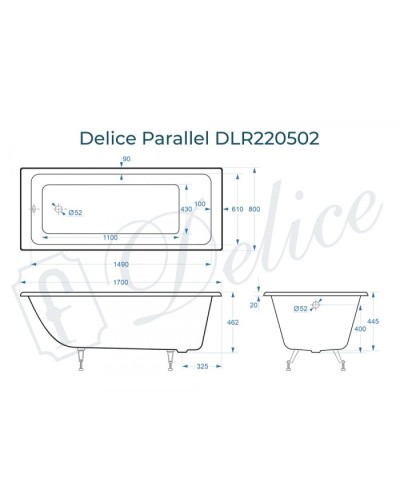 Ванна чугунная Delice Parallel 170х80 DLR220502