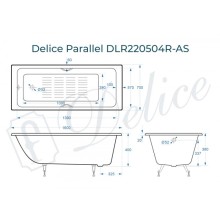 Ванна чугунная Delice Parallel 160х70 с черными матовыми ручками и антискользящим покрытием DLR220504RB-AS