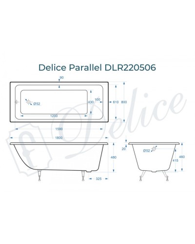 Ванна чугунная Delice Parallel 180х80 DLR220506