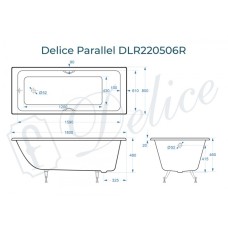 Ванна чугунная Delice Parallel 180х80 с ручками DLR220506R