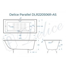 Ванна чугунная Delice Parallel 180х80 с ручками и антискользящим покрытием DLR220506R-AS