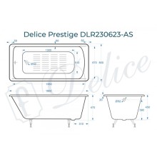 Ванна чугунная Delice Prestige 180х80 с антискользящим покрытием DLR230623-AS