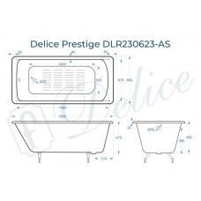 Ванна чугунная Delice Prestige 180х80 с антискользящим покрытием DLR230623-AS