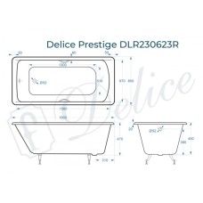 Ванна чугунная Delice Prestige 180х80 с отверстиями под ручки DLR230623R