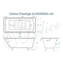 Ванна чугунная Delice Prestige 170х70 с антискользящим покрытием DLR230624-AS