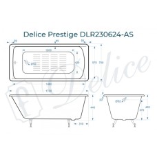 Ванна чугунная Delice Prestige 170х70 с антискользящим покрытием DLR230624-AS