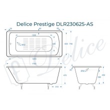 Ванна чугунная Delice Prestige 170х75 с антискользящим покрытием DLR230625-AS