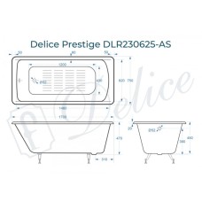 Ванна чугунная Delice Prestige 170х75 с антискользящим покрытием DLR230625-AS