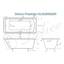 Ванна чугунная Delice Prestige 170х75 с отверстиями под ручки DLR230625R