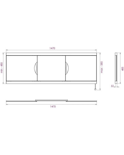 Экран под ванну 147х52 см белый глянец Onika Лагуна-Эконом 515015