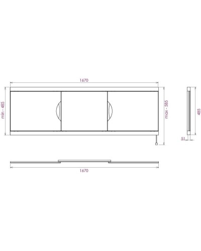 Экран под ванну 167х52 см белый глянец Onika Лагуна-Эконом 517015