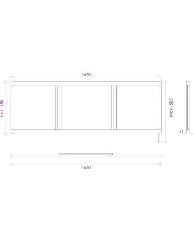 Экран под ванну 167х52 см белый глянец Onika Одио Нова 517018