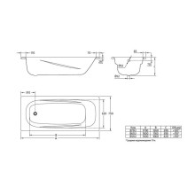 Стальная ванна 170х75 см с отверстиями для ручек BLB Anatomica B75L handles
