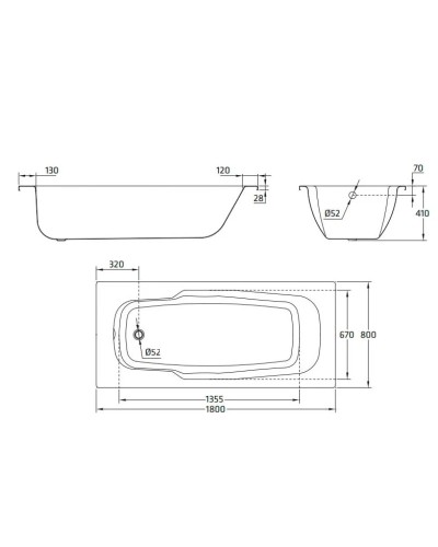 Стальная ванна 180х80 см с отверстиями для ручек BLB Atlantica B80A handles