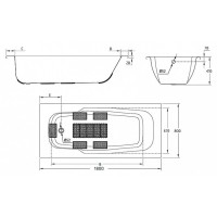 Стальная ванна 180х80 см с отверстиями для ручек BLB Atlantica HG B80J handles